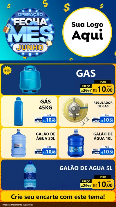Modelo de TV para TV Vertical com o tema Operação Fecha Mês, Junho para Água e gás