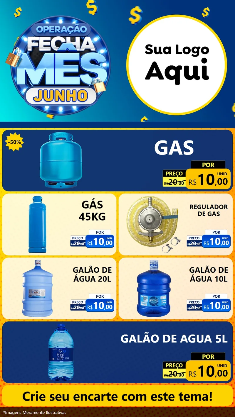 Modelo de TV para TV Vertical com o tema Operação Fecha Mês, Junho para Água e gás