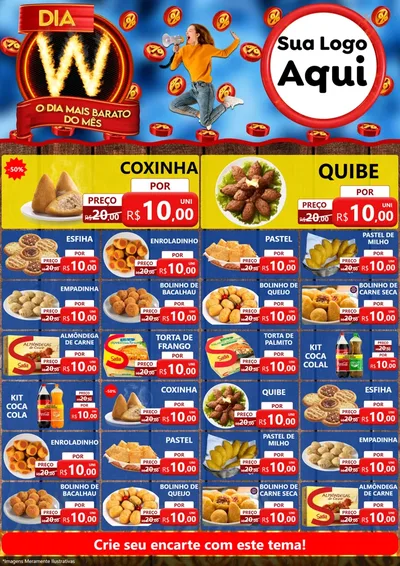 Modelo de Encarte para Encarte A4 Vertical com o tema Dia W - O Dia Mais Barato Do Mês para Salgadaria