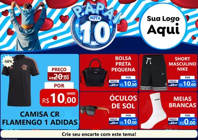 Modelo de Encarte para Encarte A4 Horizontal com o tema Papai Nota 10 para Roupas e acessórios