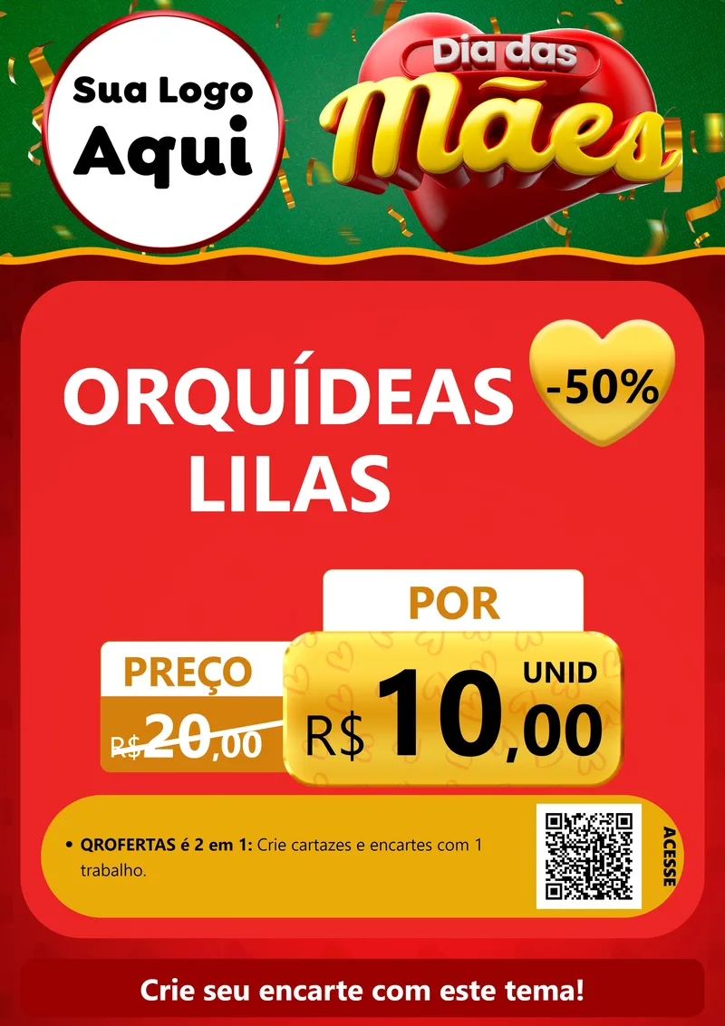 Modelo de Cartaz para Cartaz A4 Vertical com o tema Dia das Mães para Floricultura e jardim