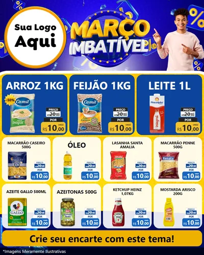 Modelo de Rede Social para Feed Instagram com o tema Março Imbatível para Supermercado