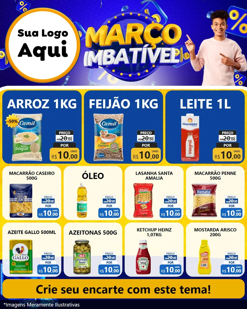 Modelo de Rede Social para Feed Instagram com o tema Março Imbatível para Supermercado