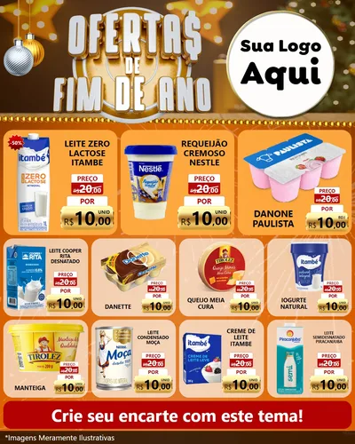 Modelo de Rede Social para Feed Instagram com o tema Ofertas de Fim de Ano para Frios e Laticínios