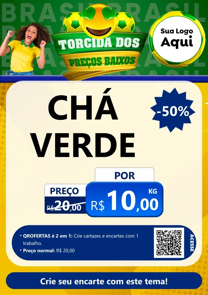 Modelo de Cartaz para Cartaz A4 Vertical com o tema Torcida dos Preços Baixos - Copa para Produtos Naturais