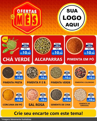 Modelo de Rede Social para Feed Instagram com o tema Ofertas do Mês para Produtos Naturais