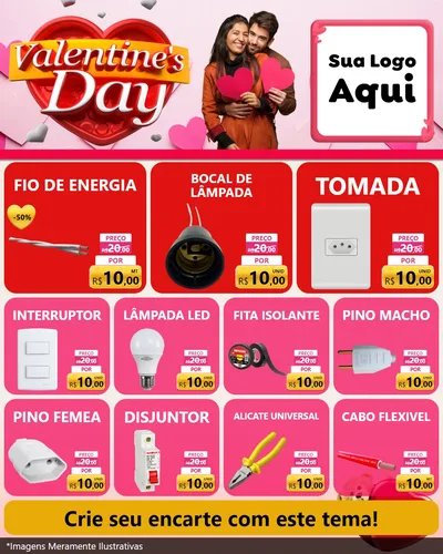 Modelo de Rede Social para Feed Instagram com o tema Valentine's Day para Materiais Elétricos