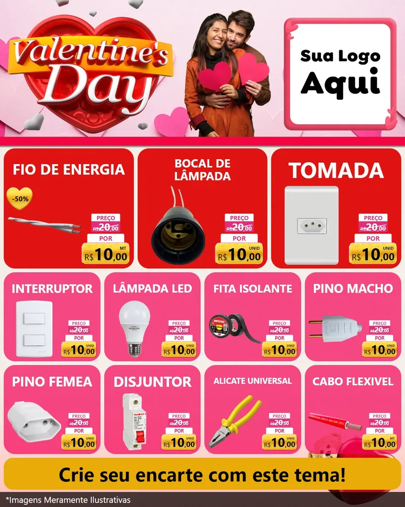 Modelo de Rede Social para Feed Instagram com o tema Valentine's Day para Materiais Elétricos