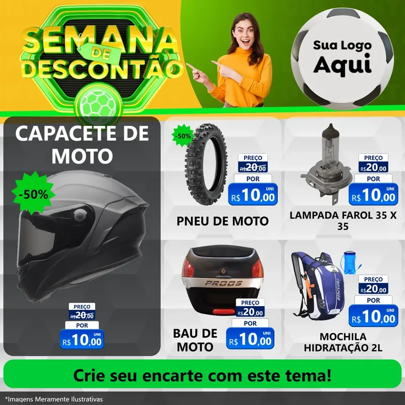 Modelo de Rede Social para Feed Facebook com o tema Semana de Descontão - Copa para Moto peças