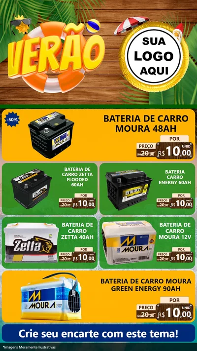 Modelo de TV para TV Vertical com o tema Verão para Baterias Elétricas