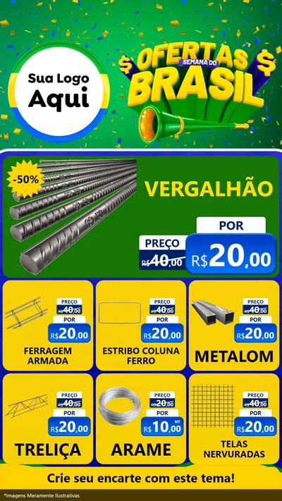 Modelo de Rede Social para Stories com o tema Ofertas Semana do Brasil para Ferragens