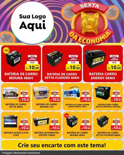Modelo de Rede Social para Feed Instagram com o tema Sexta da Economia para Baterias Elétricas