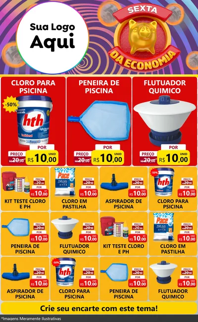 Modelo de Encarte para Encarte Grande com o tema Sexta da Economia para Produtos para Piscina