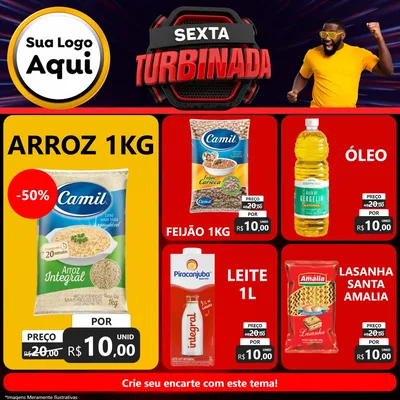 Modelo de Rede Social para Feed Facebook com o tema Sexta Turbinada para Supermercado