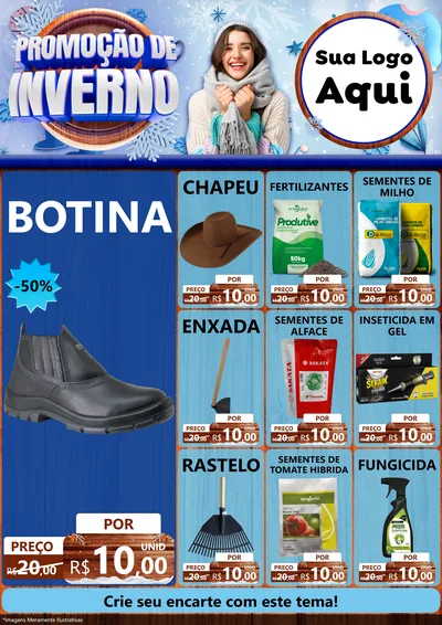 Modelo de Encarte para Encarte A4 Vertical com o tema Promoção de Inverno para Agropecuária