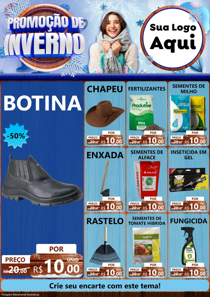 Modelo de Encarte para Encarte A4 Vertical com o tema Promoção de Inverno para Agropecuária