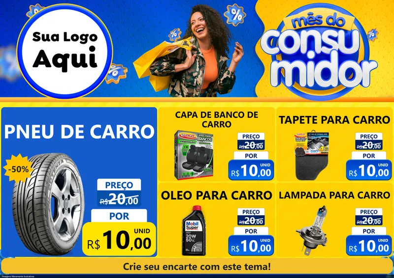 Modelo de Encarte para Encarte A4 Horizontal com o tema Mês do Consumidor para Auto peças