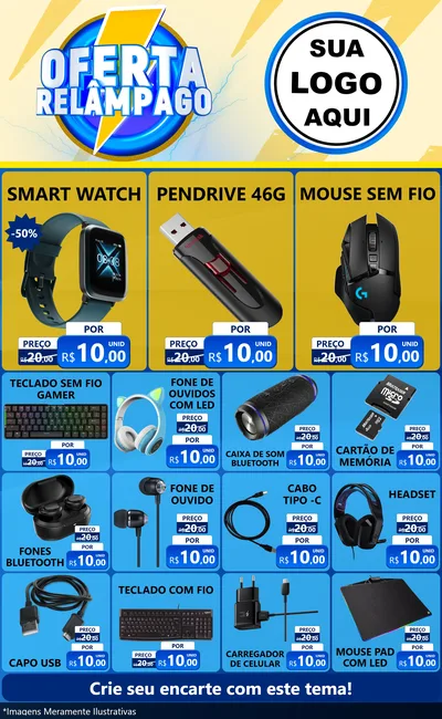 Modelo de Encarte para Encarte Grande com o tema Oferta Relâmpago para Informática