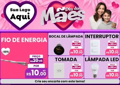 Modelo de Encarte para Encarte A4 Horizontal com o tema Dia das Mães para Materiais Elétricos