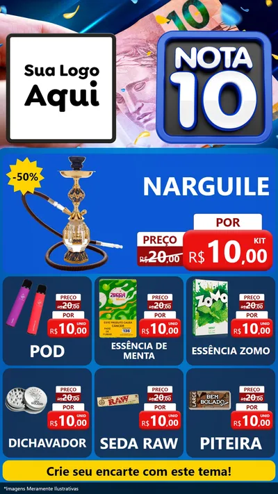 Modelo de Rede Social para Stories com o tema Nota 10 para Tabacaria