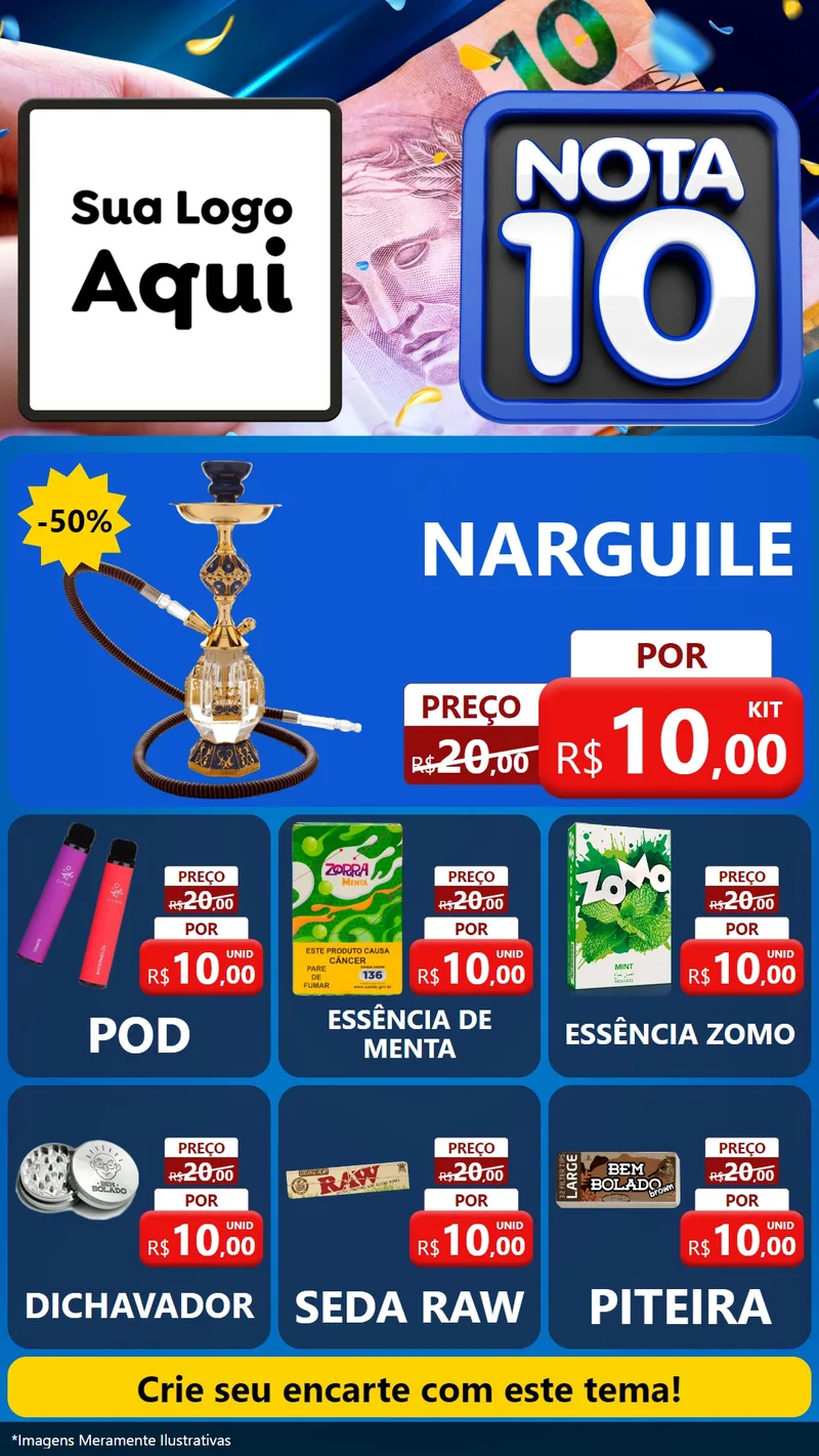 Modelo de Rede Social para Stories com o tema Nota 10 para Tabacaria