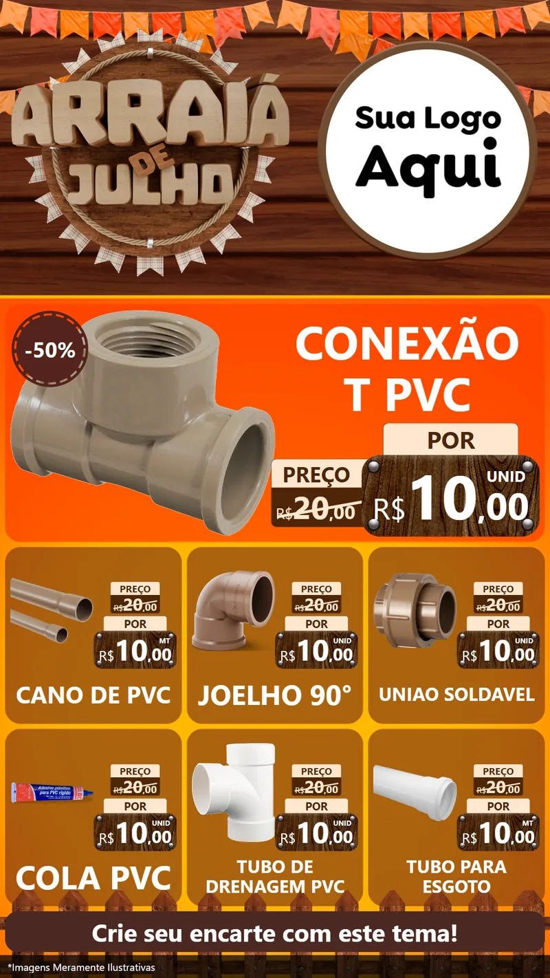 Modelo de Rede Social para Stories com o tema Arraiá de Julho - Junina para Tubos e conexões