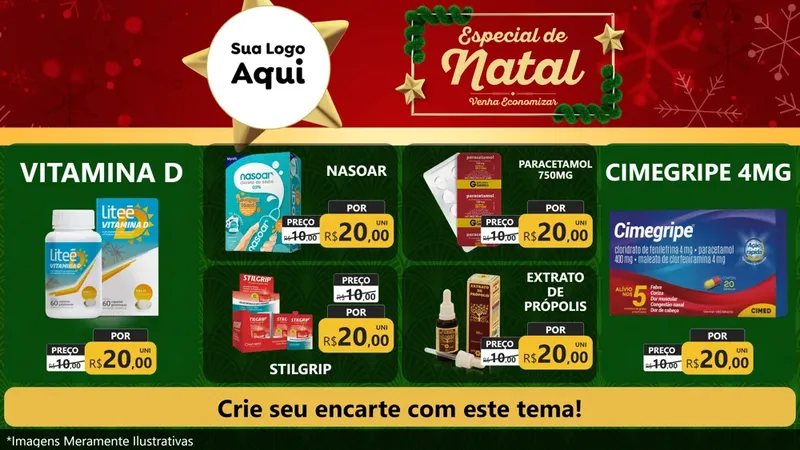 Modelo de TV para TV Horizontal com o tema Especial de Natal para Farmácia