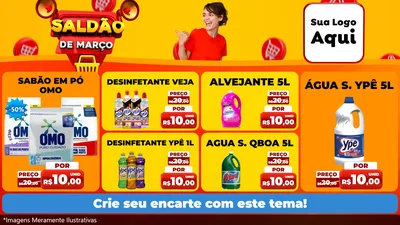 Modelo de TV para TV Horizontal com o tema Saldão de Março para Produtos de Limpeza