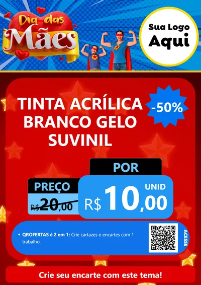 Modelo de Cartaz para Cartaz A4 Vertical com o tema Dia das Mães para Tintas e Ferramentas
