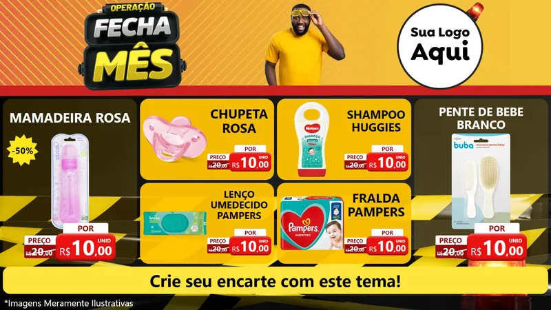 Modelo de TV para TV Horizontal com o tema Operação Fecha Mês para Bebês