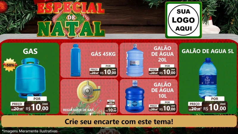 Modelo de TV para TV Horizontal com o tema Especial de Natal para Água e gás