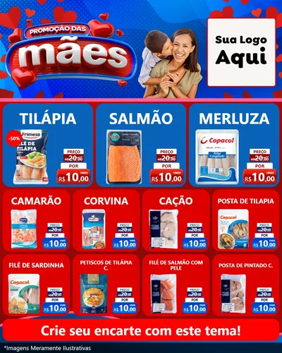 Modelo de Rede Social para Feed Instagram com o tema Promoção das Mães para Peixaria