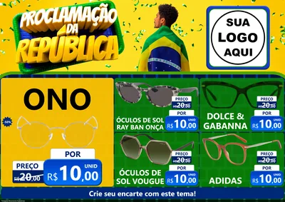 Modelo de Encarte para Encarte A4 Horizontal com o tema Proclamação da República para Óticas