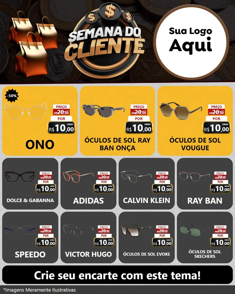 Modelo de Rede Social para Feed Instagram com o tema Semana do Cliente para Óticas