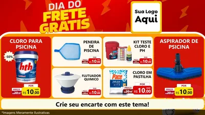 Modelo de TV para TV Horizontal com o tema Dia do Frete Grátis para Produtos para Piscina
