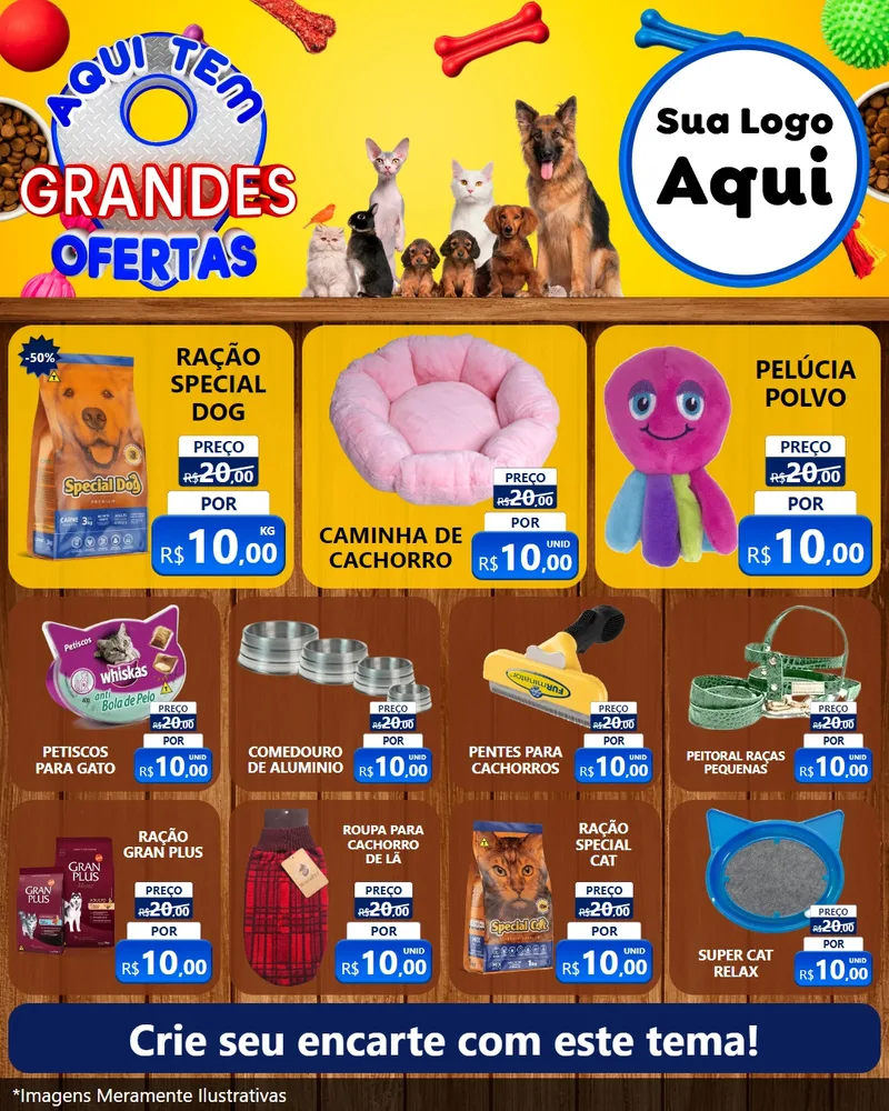 Modelo de Rede Social para Feed Instagram com o tema Aqui Tem Grandes Ofertas - Pet Shop para Pet Shop