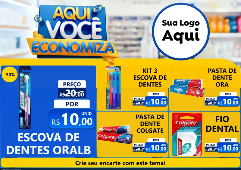 Modelo de Encarte para Encarte A4 Horizontal com o tema Aqui Você Economiza para Higiene Pessoal