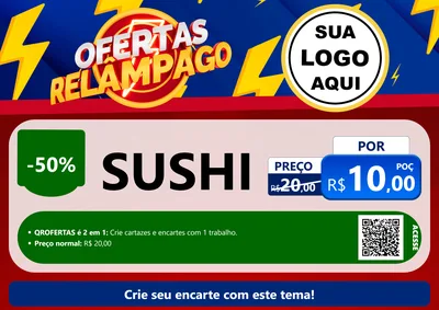 Modelo de Cartaz para Cartaz A4 Horizontal com o tema Ofertas Relâmpago para Comida japonesa