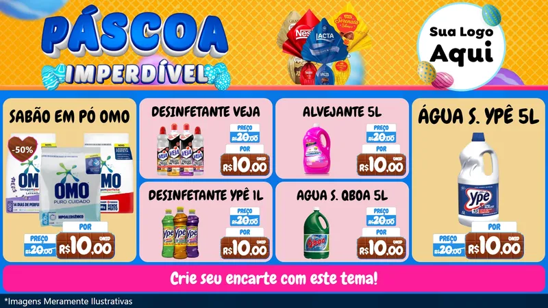 Modelo de TV para TV Horizontal com o tema Páscoa Imperdível para Produtos de Limpeza