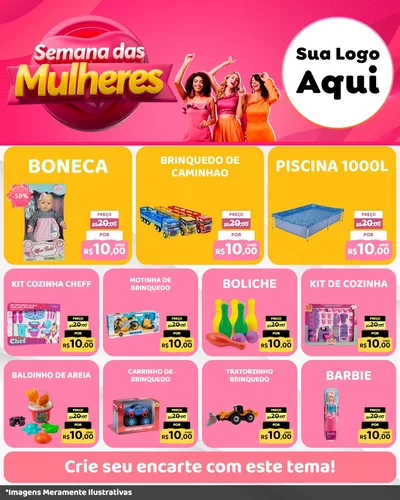 Modelo de Rede Social para Feed Instagram com o tema Semana das Mulheres para Brinquedos