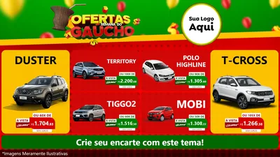 Modelo de TV para TV Horizontal com o tema Ofertas Semana Do Gaúcho para Concessionaria de Carros
