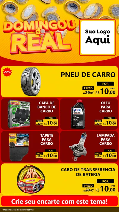 Modelo de TV para TV Vertical com o tema Domingou do Real para Auto peças