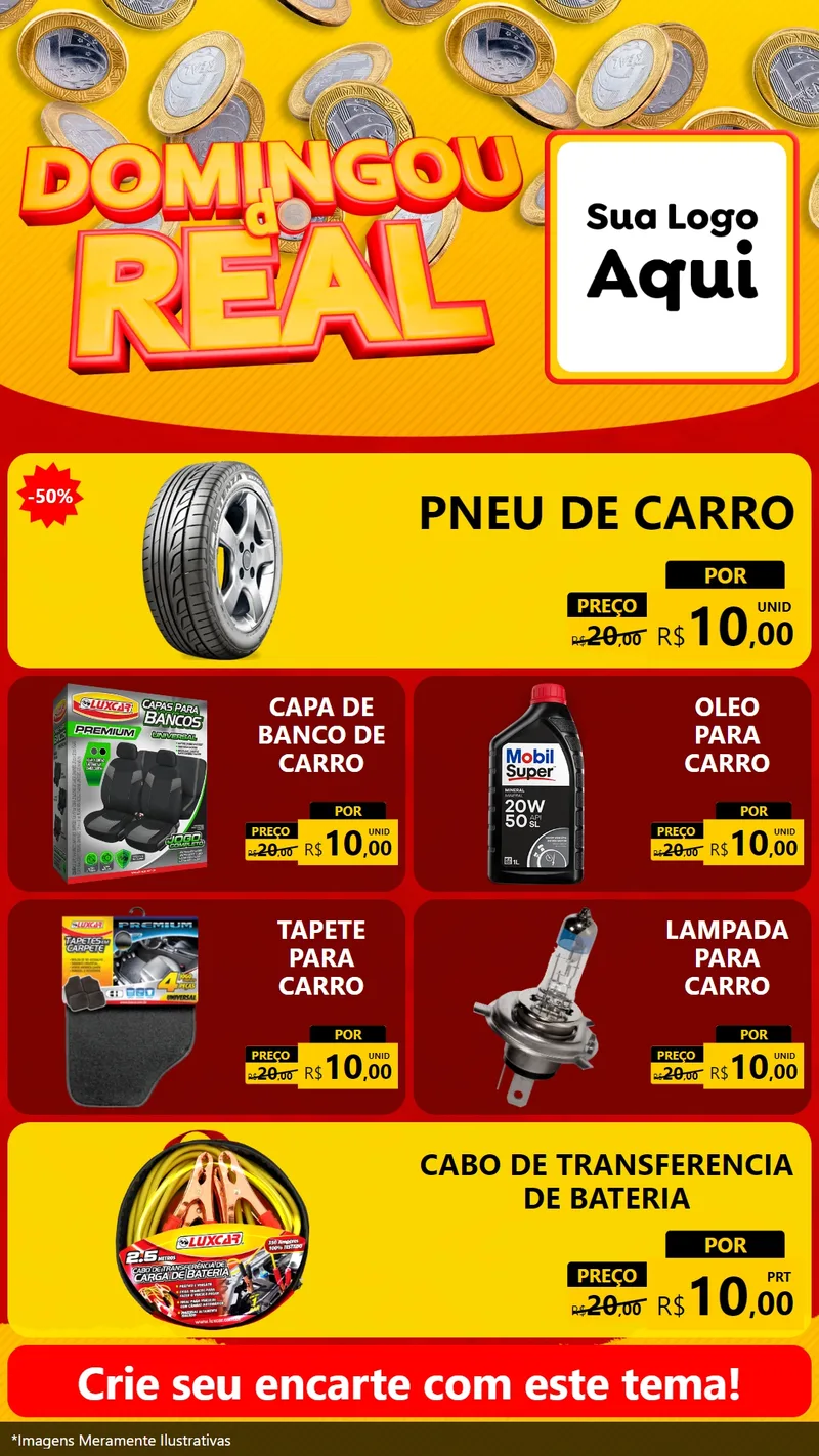 Modelo de TV para TV Vertical com o tema Domingou do Real para Auto peças