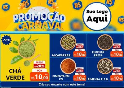 Modelo de Encarte para Encarte A4 Horizontal com o tema Promoção de Carnaval para Produtos Naturais