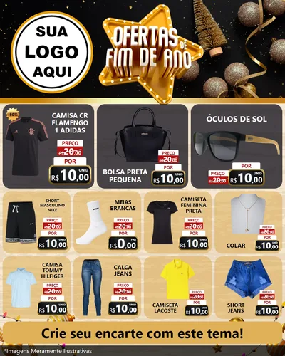Modelo de Rede Social para Feed Instagram com o tema Ofertas de Fim de Ano para Roupas e acessórios