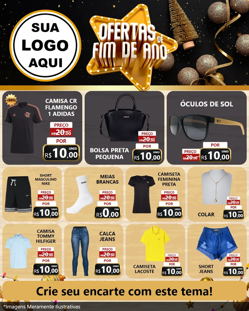 Modelo de Rede Social para Feed Instagram com o tema Ofertas de Fim de Ano para Roupas e acessórios