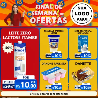 Modelo de Rede Social para Feed Facebook com o tema Final de Semana de Ofertas para Frios e Laticínios