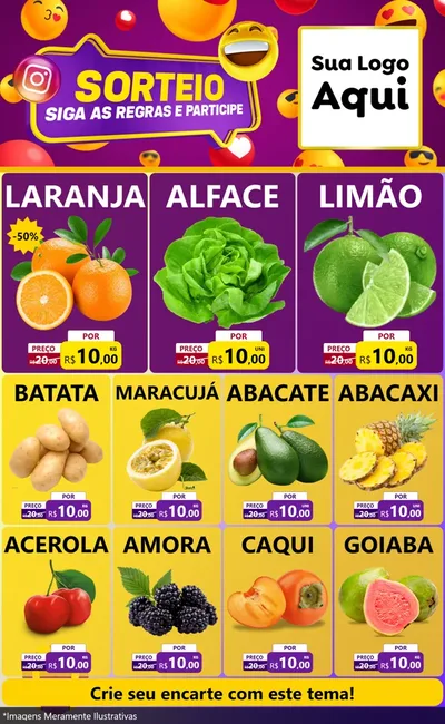 Modelo de Encarte para Encarte Grande com o tema Sorteio para Hortifrúti