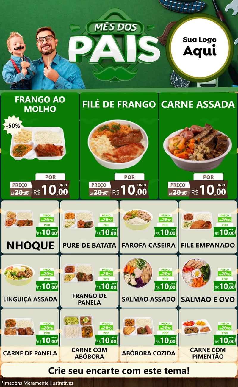 Modelo de Encarte para Encarte Grande com o tema Mês dos Pais para Restaurante