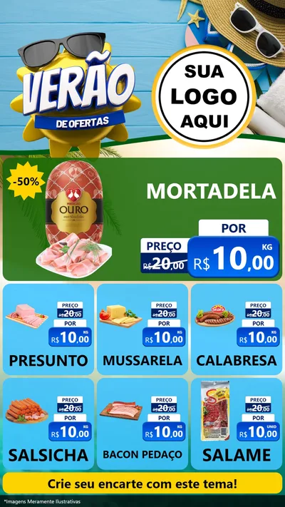 Modelo de Rede Social para Stories com o tema Verão de Ofertas para Frios e Laticínios